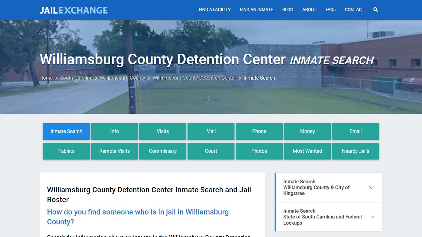 Williamsburg County Detention Center Inmate Search